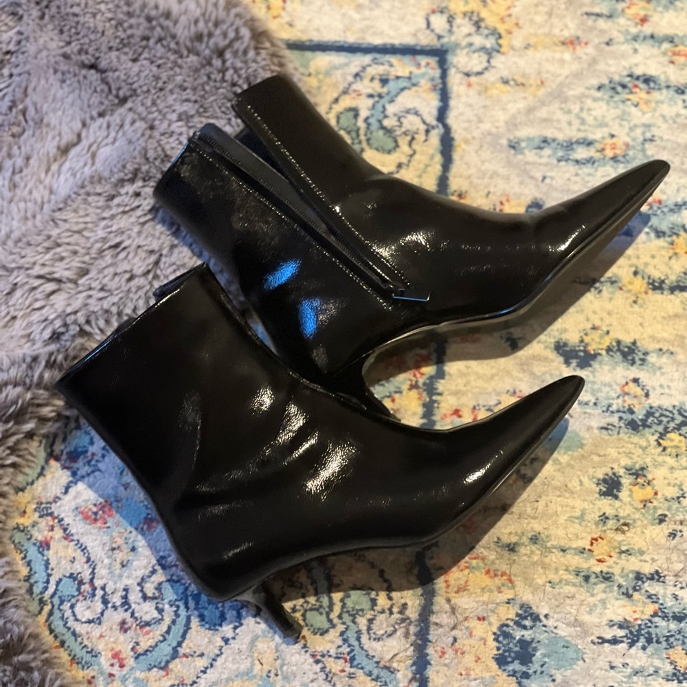 Zara Black Kitten Heel Ankle Boots